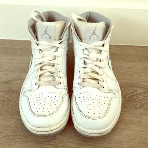 All white Nike Air Jordan’s
